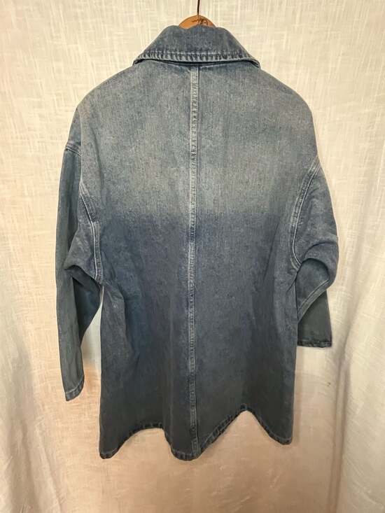 Women's Oversized Quarter-Zip Acid Wash Casual Denim Jean Mini Dress Sz small - Picture 4 of 7